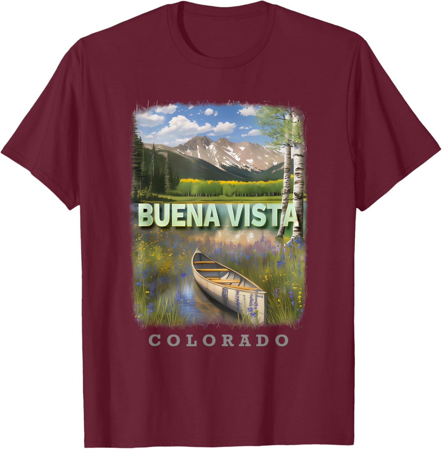 Buena Vista Colorado CO Tranquil Wilderness SD068 T-Shirt - T-Shirt | Maroon