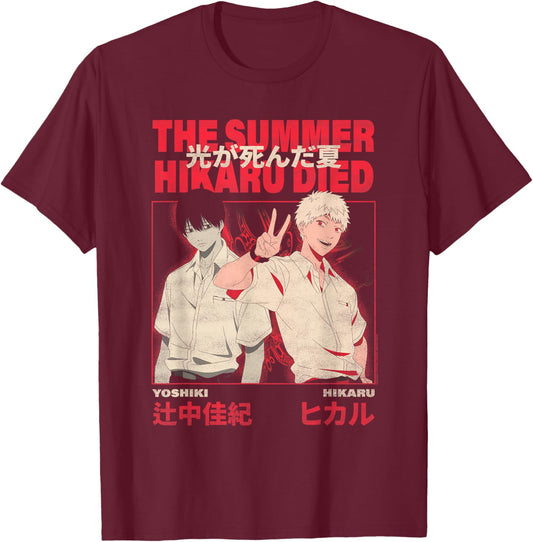 Yoshiki and Hikaru Kanji Anime T-Shirt - T-Shirt | Maroon