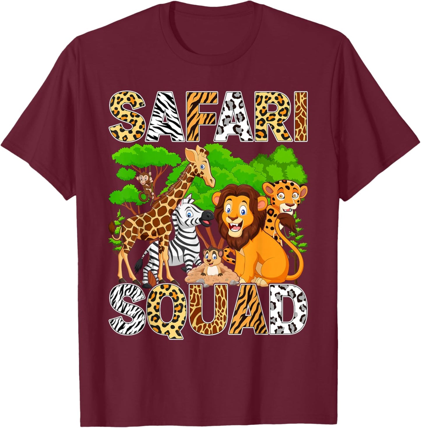 Safari Squad Africa Animals Zoo Safari Tour African Jungle T-Shirt - T-Shirt | Maroon