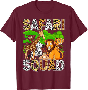 Safari Squad Africa Animals Zoo Safari Tour African Jungle T-Shirt - T-Shirt | Maroon