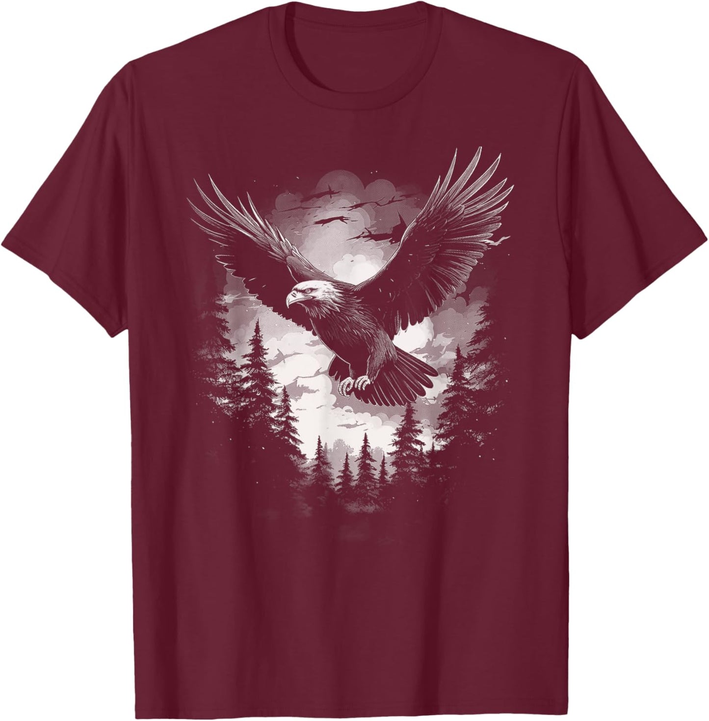 Eagle Forest Animal Wildlife T-Shirt - T-Shirt | Maroon
