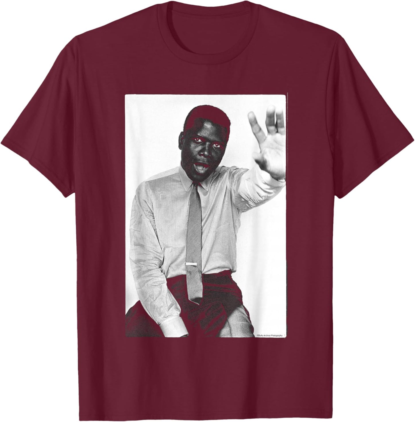 Sidney Poitier Actor 1961 Duffy Archive Photography T-Shirt - T-Shirt | Maroon