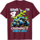 4th Birthday Monster Truck Dinosaur Party Boys Rawr I'm 4 T-Shirt - T-Shirt | Maroon