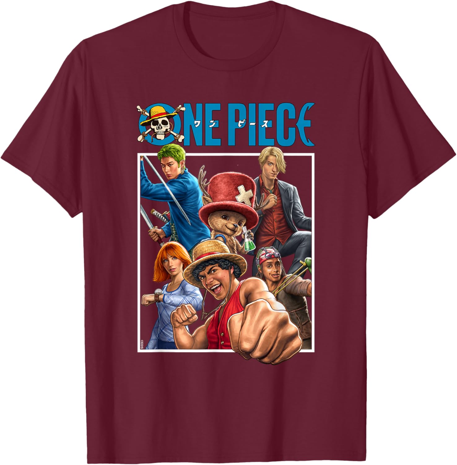 One Piece Group Box T-Shirt - T-Shirt | Maroon