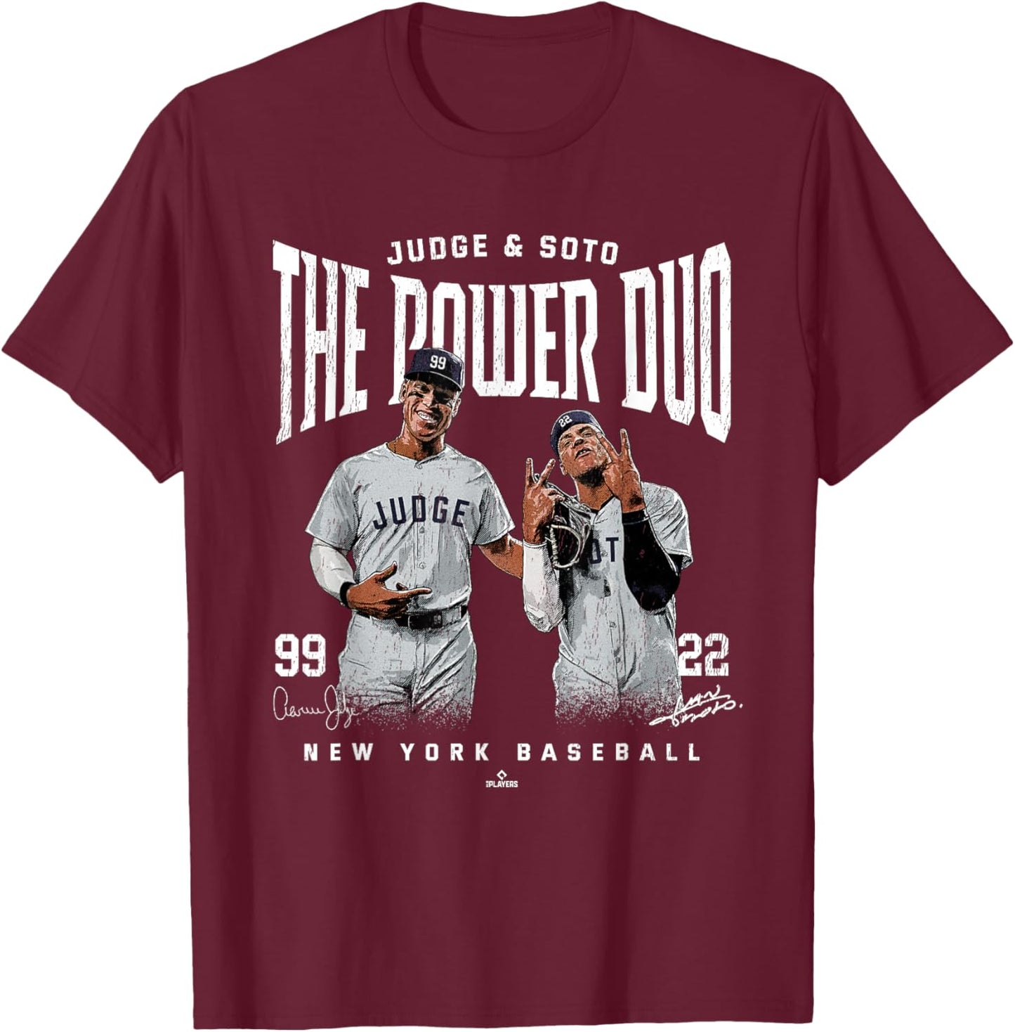 Judge & Soto The Power Duo Aaron Judge New York MLBPA T-Shirt - T-Shirt | Maroon