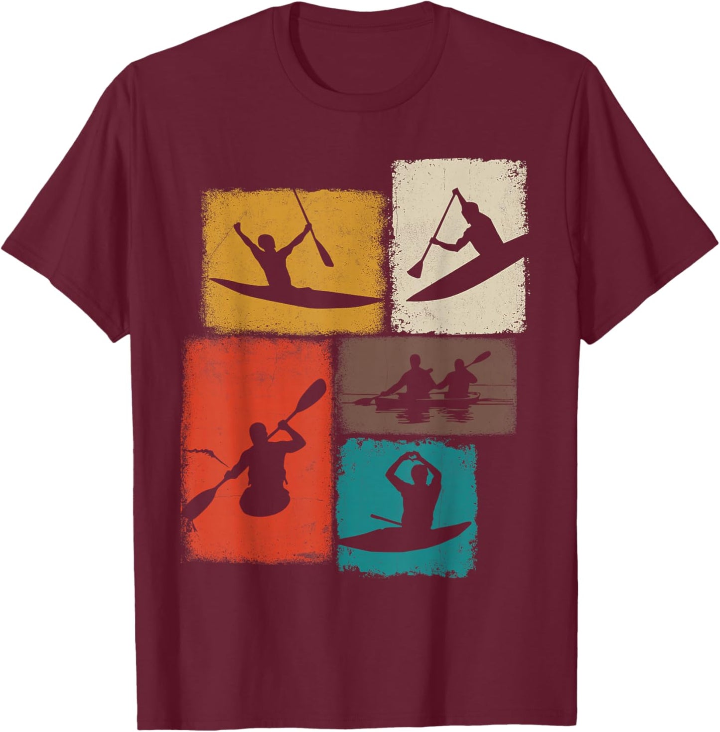 Kayaking Collage Kayaker Men Women Coach Youth T-Shirt - T-Shirt | Maroon