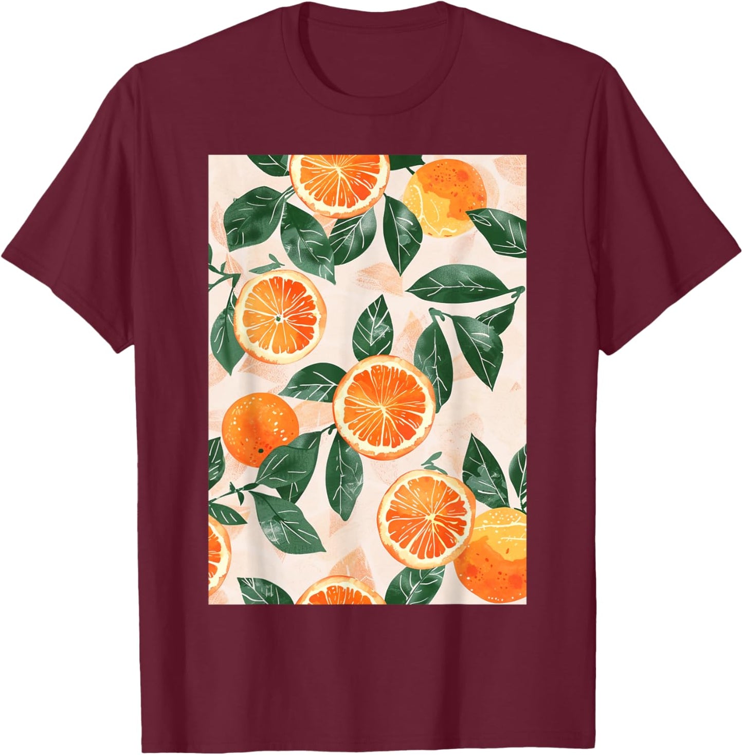 Pattern Art Orange Vintage T-Shirt - T-Shirt | Maroon