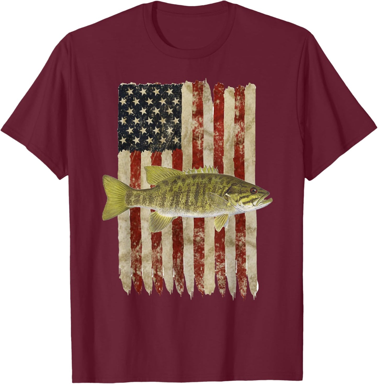Hooked on Freedom Patriotic Smallmouth Bass Fishing USA Women Kids Men T-Shirt - T-Shirt | Maroon