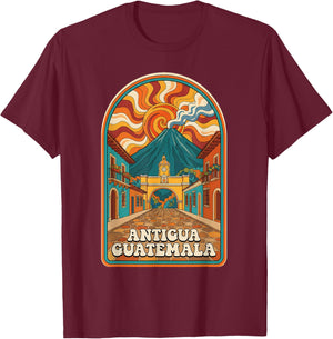 Retro Antigua Guatemala Santa Catalina Arch T-Shirt - T-Shirt | Maroon