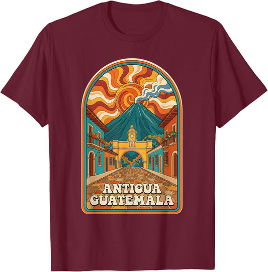 Retro Antigua Guatemala Santa Catalina Arch T-Shirt - T-Shirt | Maroon