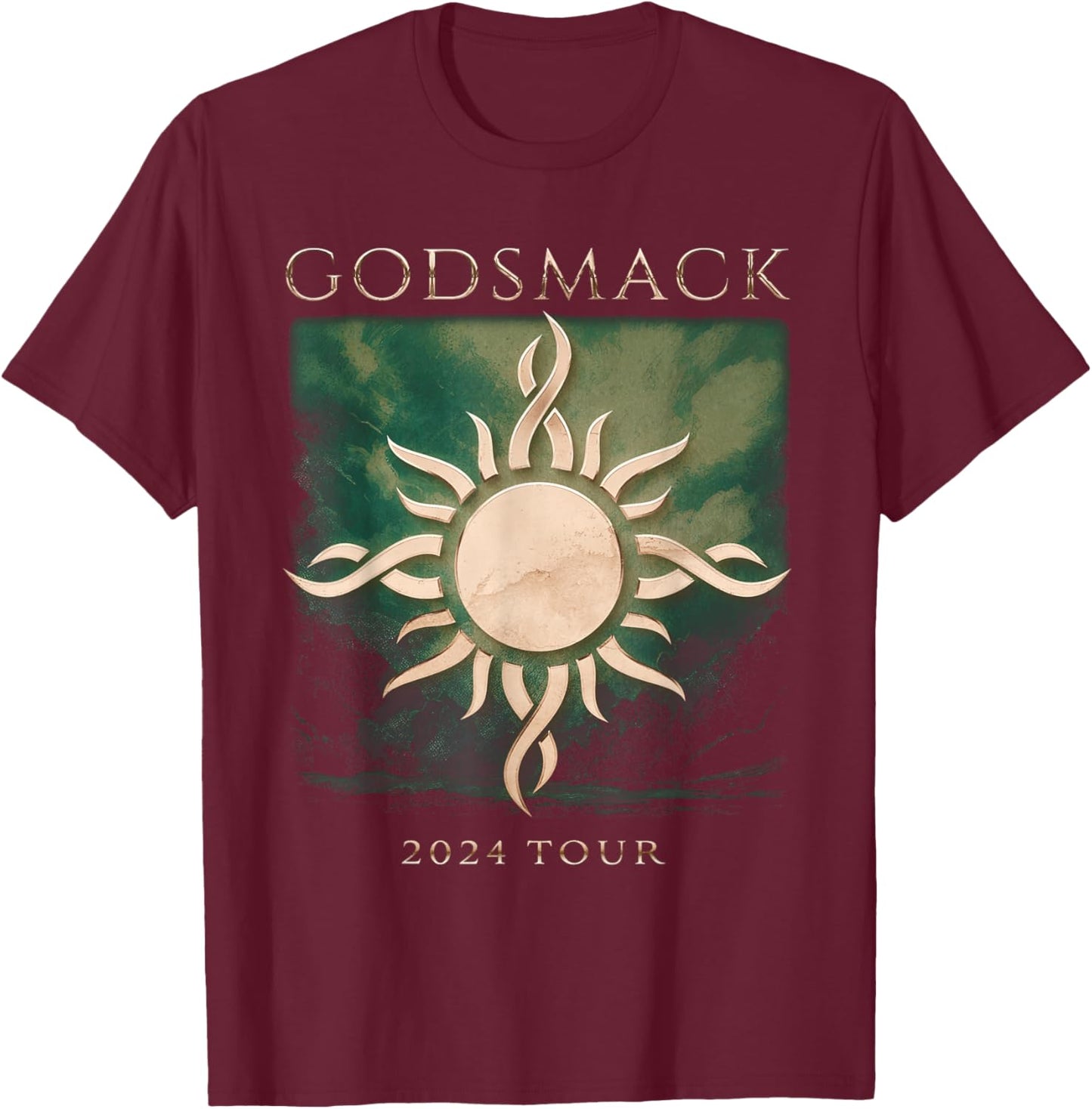 Godsmack Mountains In Green T-Shirt - T-Shirt | Maroon
