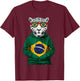 Brazil Flag Leopard Brazilian Roots Brasilian Pride Brasil T-Shirt - T-Shirt | Maroon