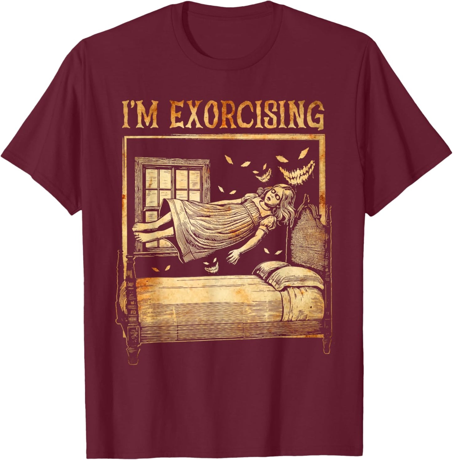 Halloween Fitness Horror Ghost I'm Exorcising Funny Gym T-Shirt - T-Shirt | Maroon