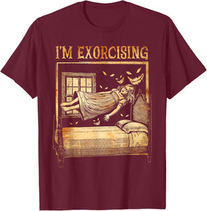 Halloween Fitness Horror Ghost I'm Exorcising Funny Gym T-Shirt - T-Shirt | Maroon