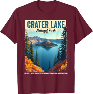 Crater Lake National Park Hiking Camping Hiker Camper T-Shirt - T-Shirt | Maroon