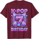 K-Pop 7th Birthday Kpop Girl 7 Year Old Korean Music T-Shirt - T-Shirt | Maroon
