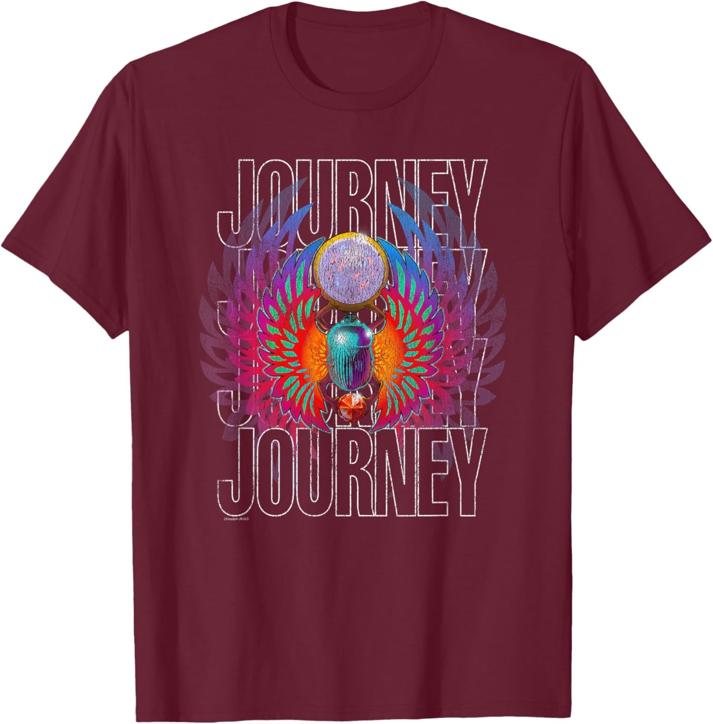 Journey Infinity Wings Vivid Scarab Vintage Band T-Shirt - T-Shirt | Maroon