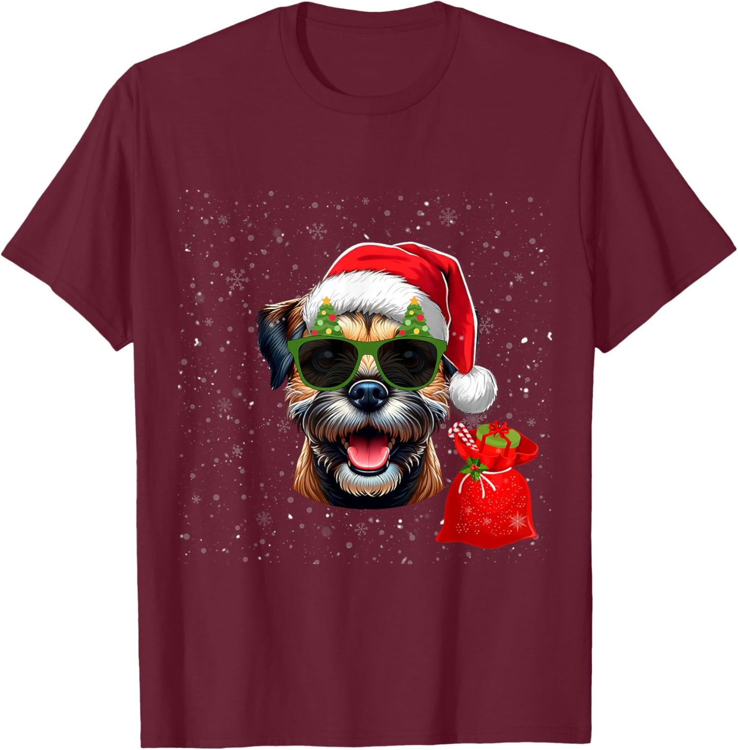 Border Terrier Dog Lover Men Women Kids Christmas T-Shirt - T-Shirt | Maroon