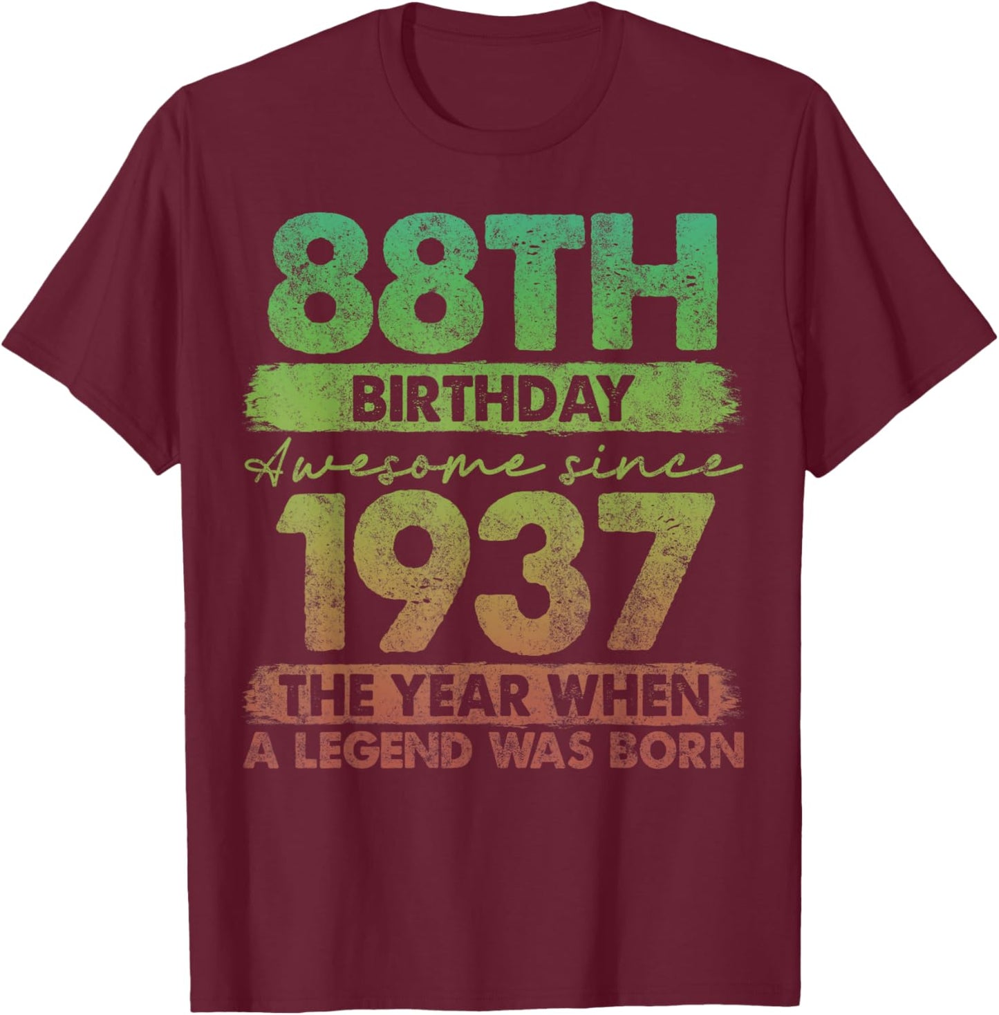 88 Year Old Gifts Vintage 1937 Limited Edition 88th Birthday T-Shirt - T-Shirt | Maroon