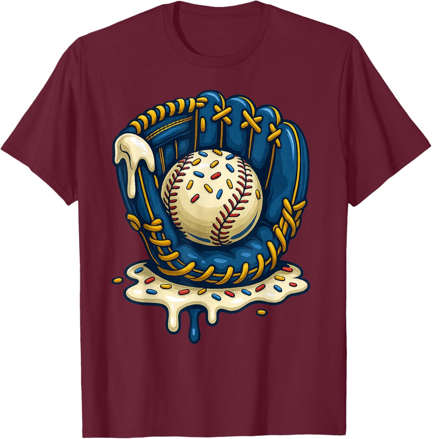 Baseball Drip Team for Boys Ice Cream Cool T-Shirt - T-Shirt | Maroon