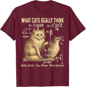 Funny Physics Science Humor What Cats Really Think Weird cat T-Shirt - T-Shirt | Maroon