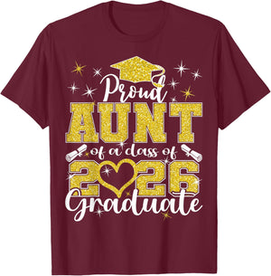 Super Proud Aunt of 2026 Graduate Senior Graduation Family T-Shirt - T-Shirt | Maroon