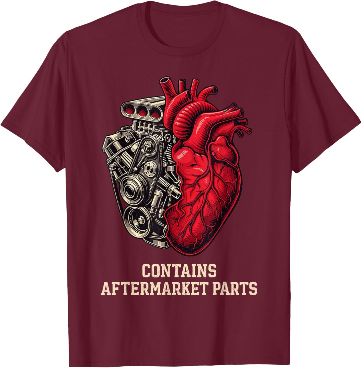 Retired and Rebuilt Survivor Retro Engine Heart Recovery T-Shirt - T-Shirt | Maroon