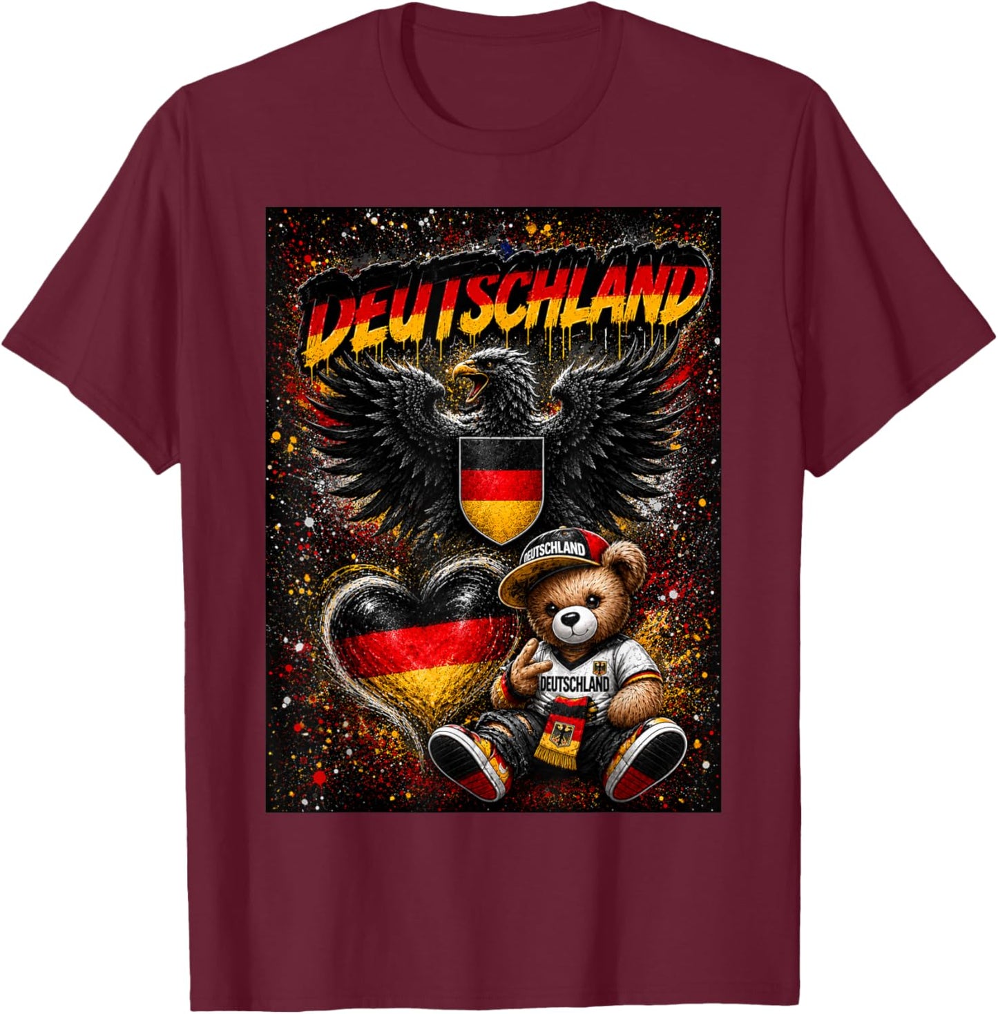 Deutschland Trikot Deutsche Flagge Germany T-Shirt - T-Shirt | Maroon