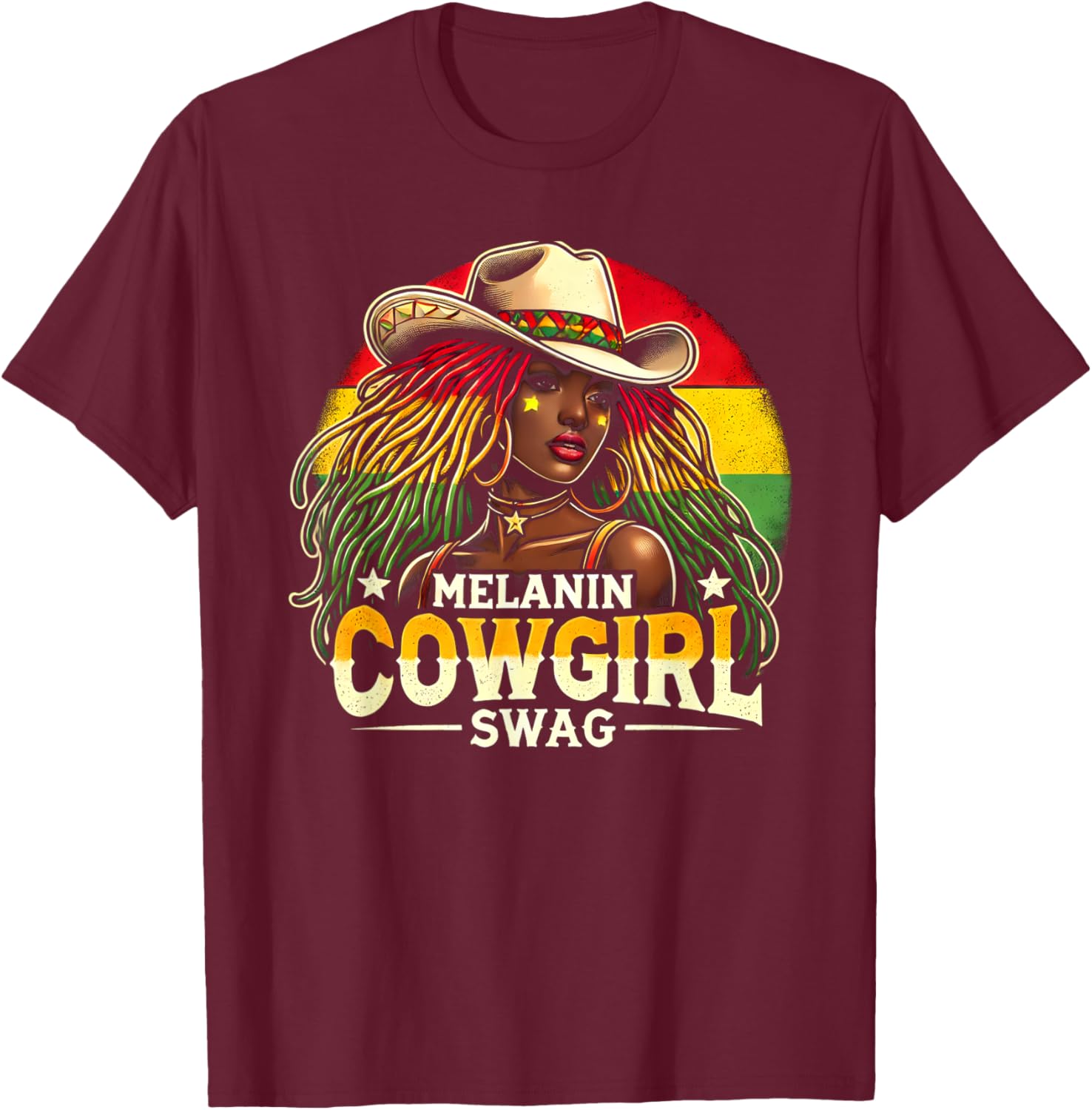 Melanin Cowgirls African Cowgirl Swag T-Shirt - T-Shirt | Maroon