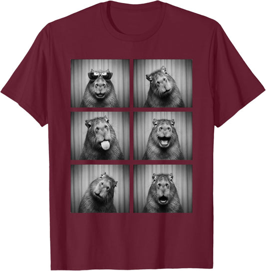 Capybara Photobooth Rodent Funny Animal Portrait T-Shirt - T-Shirt | Maroon