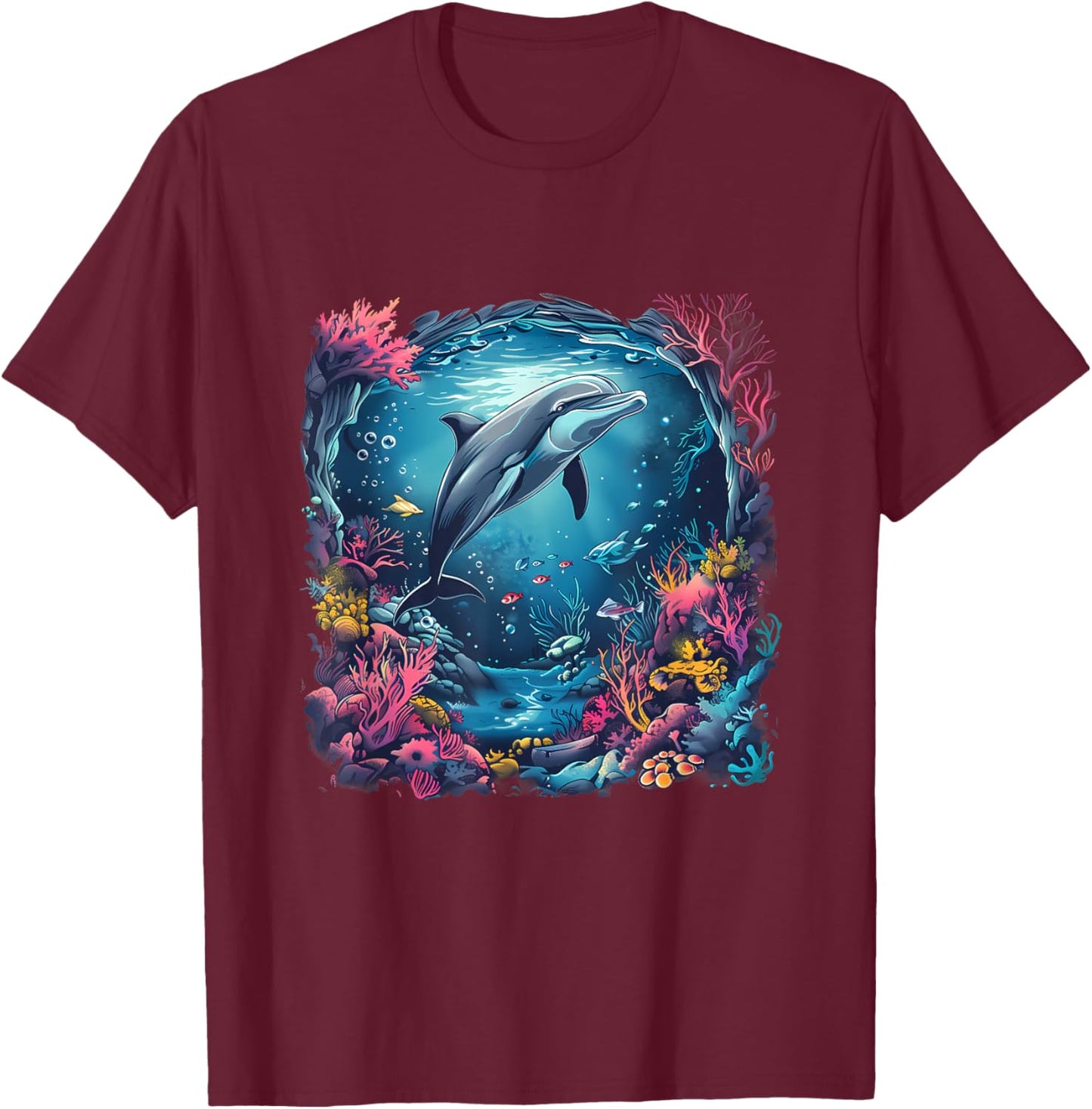 Sea Ocean Animal Art Dolphin Ocean Sea Animal Dolphin Lover T-Shirt - T-Shirt | Maroon