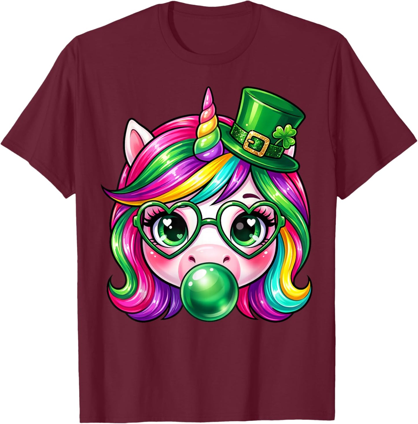 Cute Unicorn St Patrick's Day for Kids, Little Girls and Women T-Shirt - T-Shirt | Maroon