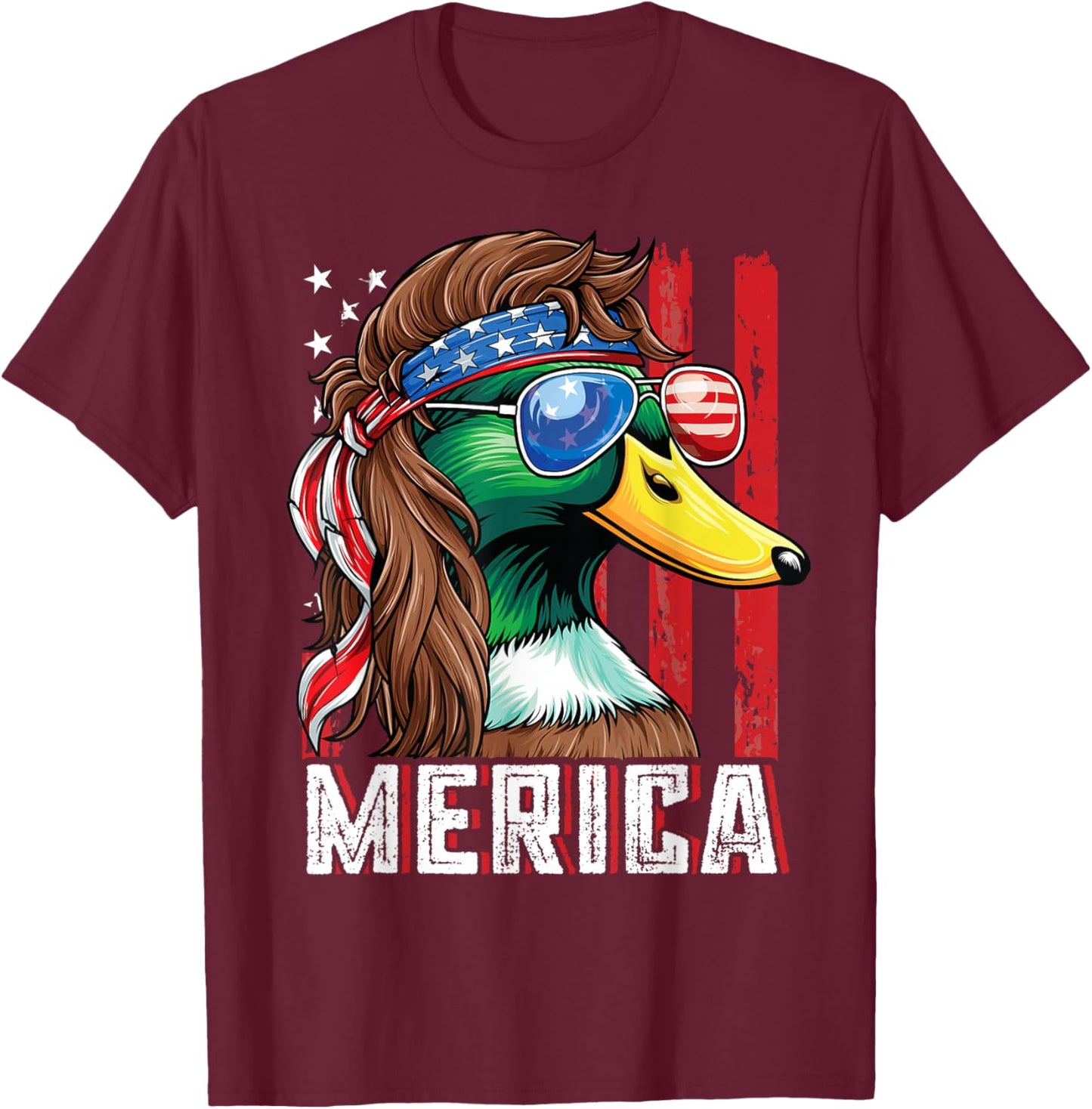 Duck Hunter Shirt USA Flag Merica Funny Waterfowl Hunting T-Shirt - T-Shirt | Maroon