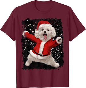 Bichon Frise Christmas T-Shirt - T-Shirt | Maroon
