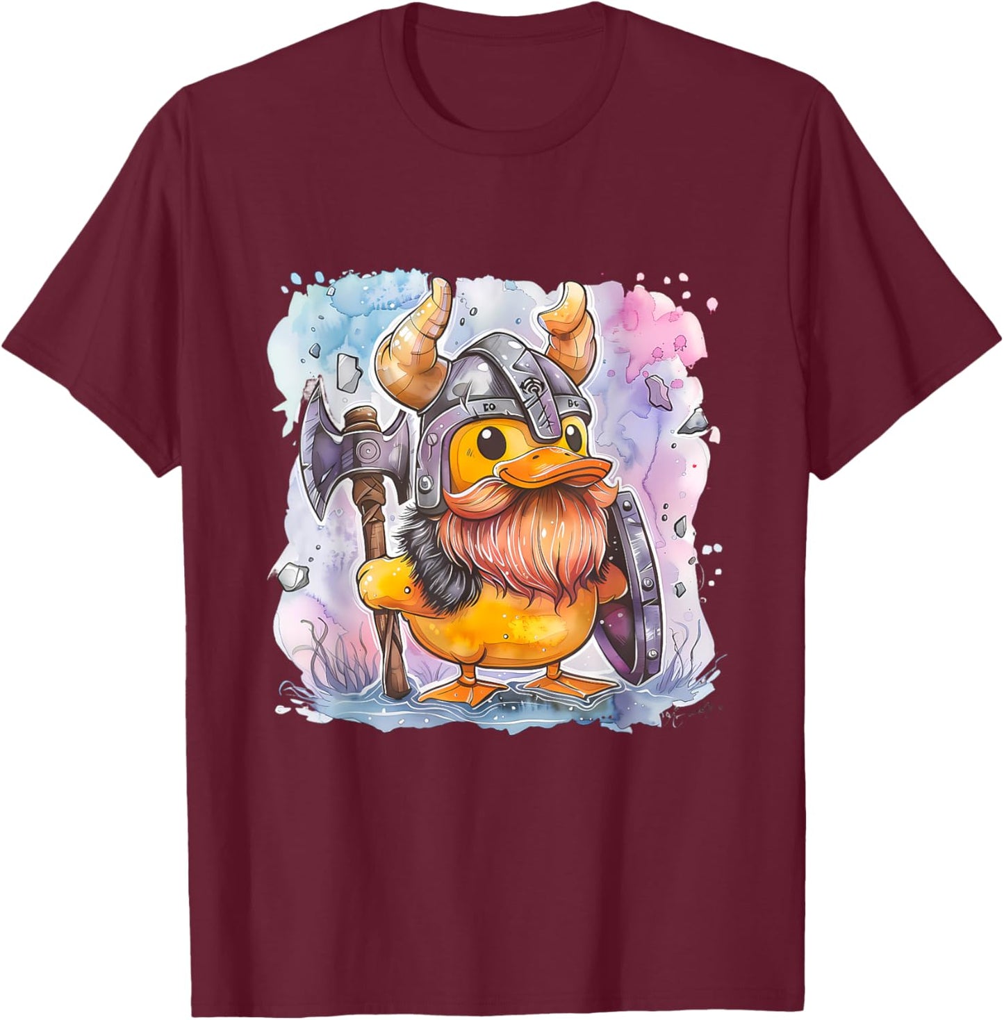 Rubber Duck Vikings Rubber Duckie Viking Duck Viking Helmet T-Shirt - T-Shirt | Maroon