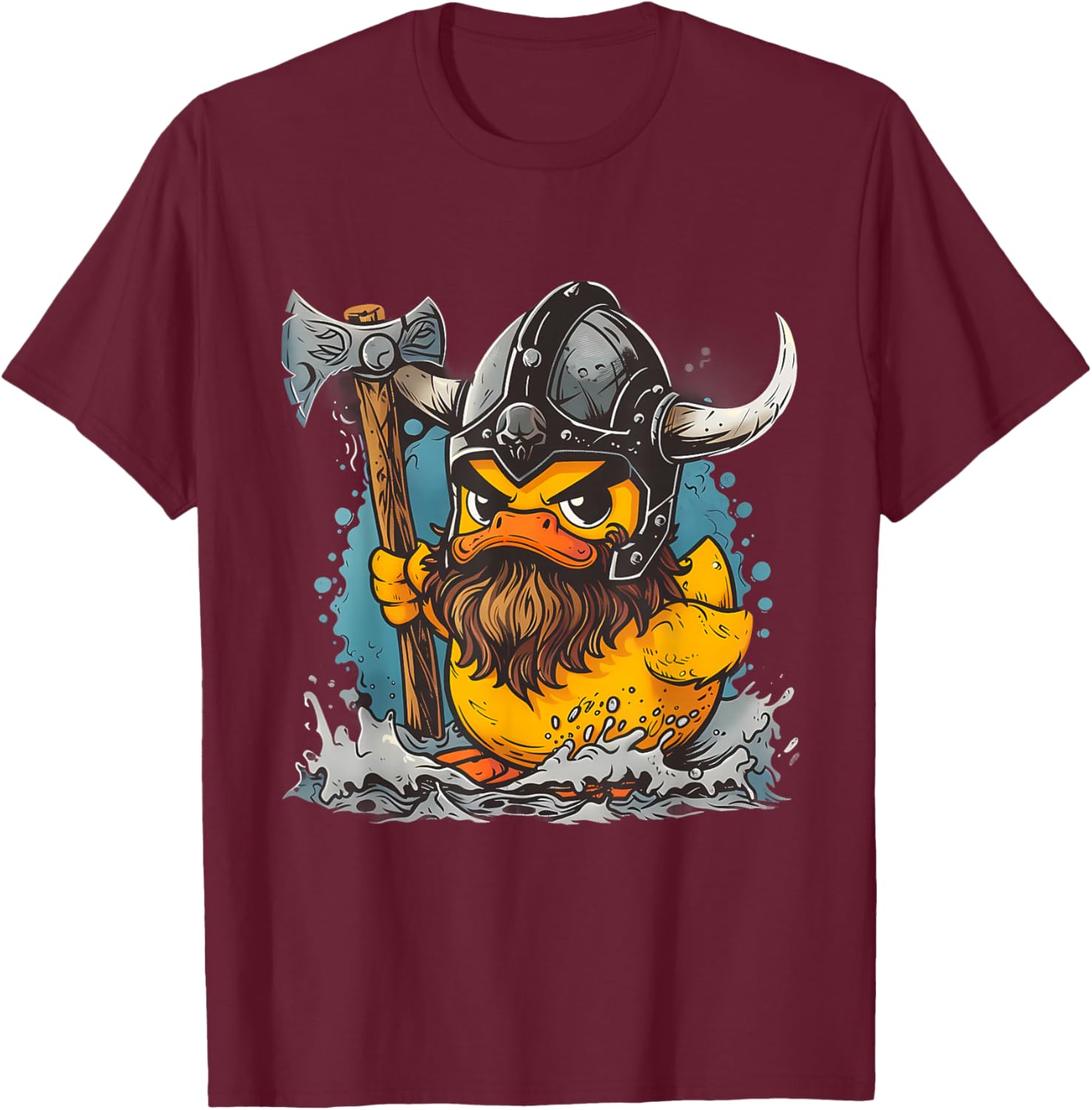 Rubber Duck Rubber Duckie Viking Duck Viking Helmet Vikings T-Shirt - T-Shirt | Maroon