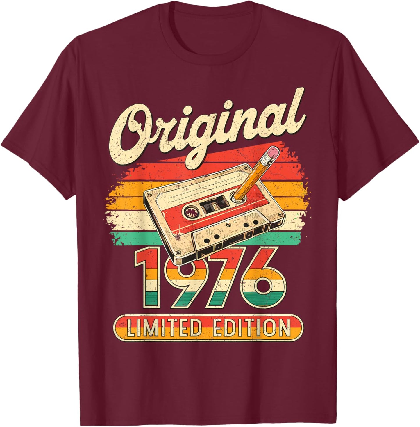 50th Birthday Man Woman 50 Years Deco 1976 Funny Gift T-Shirt - T-Shirt | Maroon