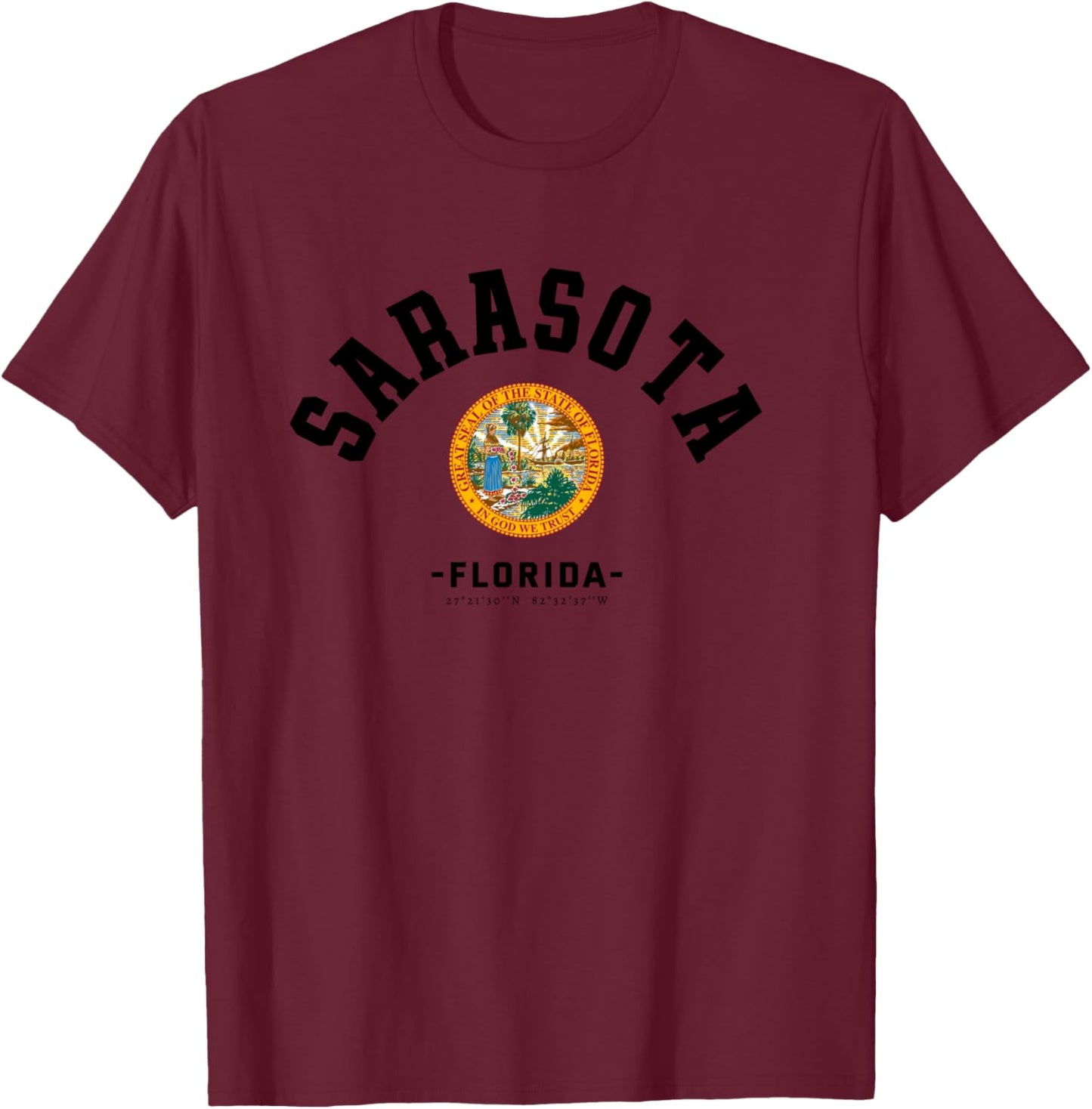 Sarasota Vacation Floride Sarasota Cadeau Gulf Beach Life Manche Longue T-Shirt - T-Shirt | Maroon