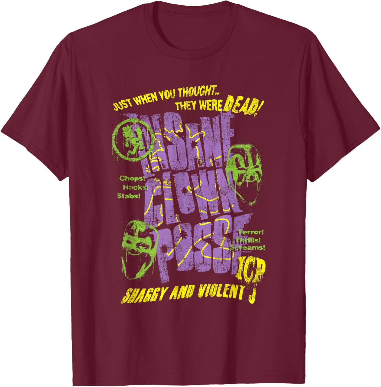 ICP Chops! Hacks! Stabs! Graffiti Collage Horror Hip Hop T-Shirt - T-Shirt | Maroon