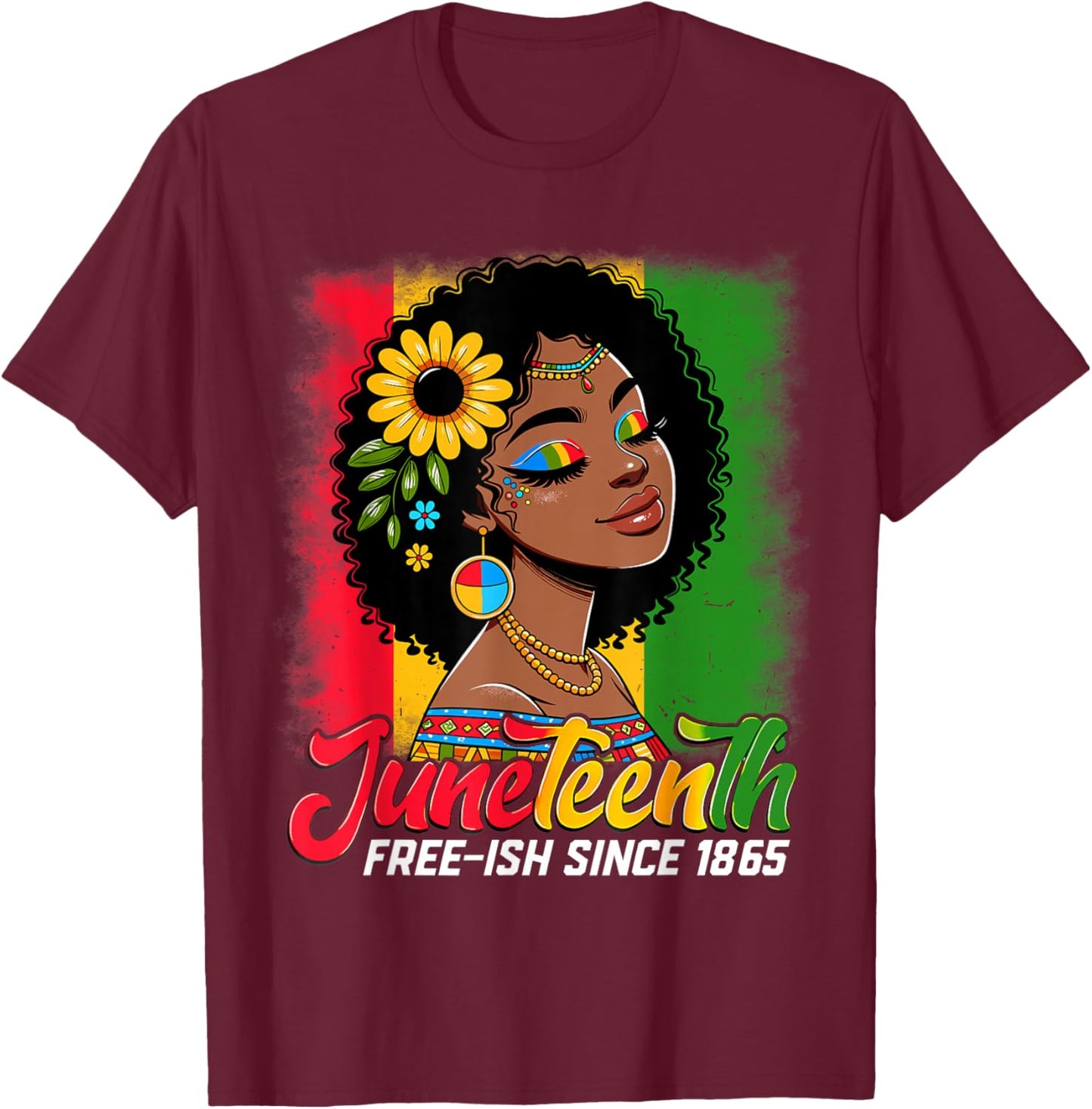 Juneteenth Free Ish Since 1865 Black Pride Black Women T-Shirt - T-Shirt | Maroon