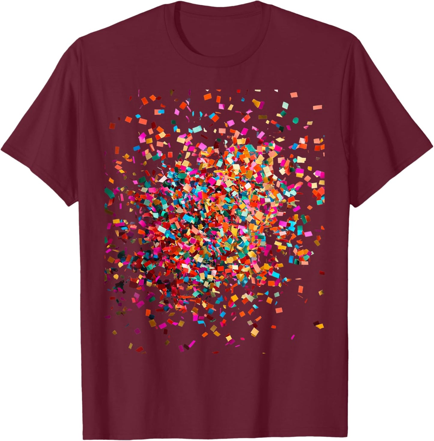 Confetti Explosion Celebration Pattern T-Shirt - T-Shirt | Maroon