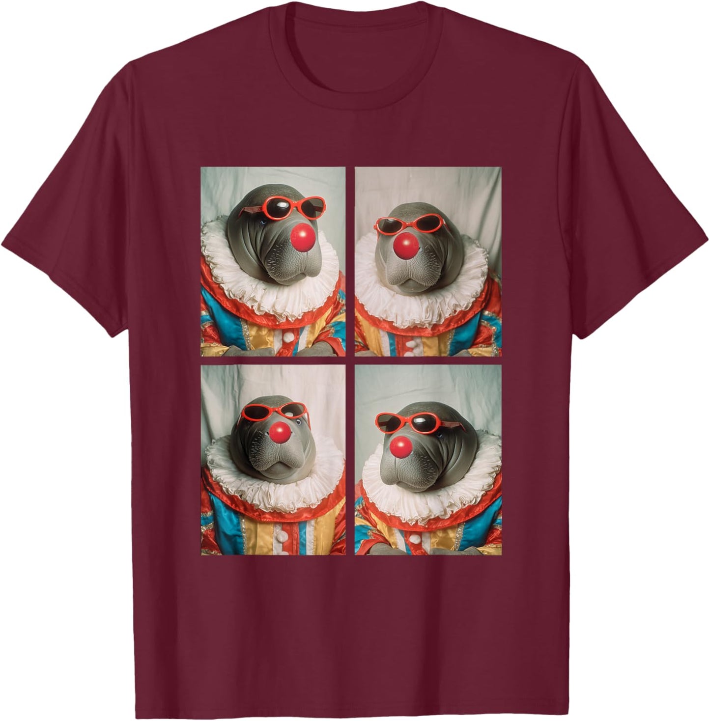 Cute Manatees with Sunglasses Clown Animal Kidcore Halloween T-Shirt - T-Shirt | Maroon