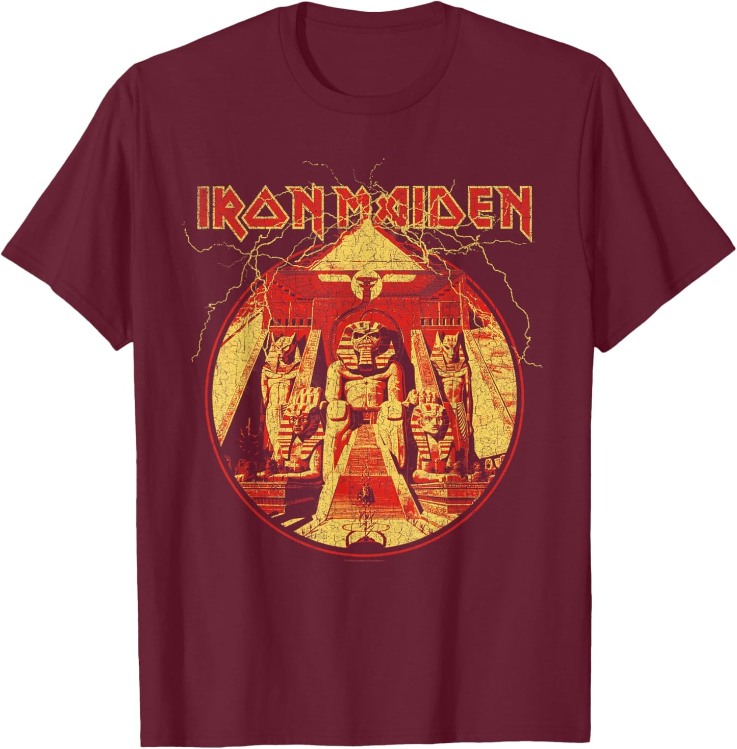 Iron Maiden Lightning Circle Navy T-Shirt - T-Shirt | Maroon
