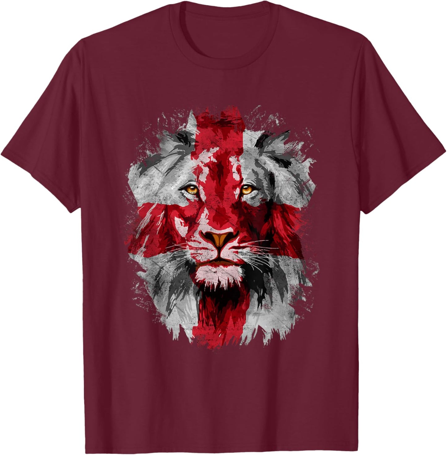 Vintage England National Flag Lion Face English England Flag T-Shirt - T-Shirt | Maroon