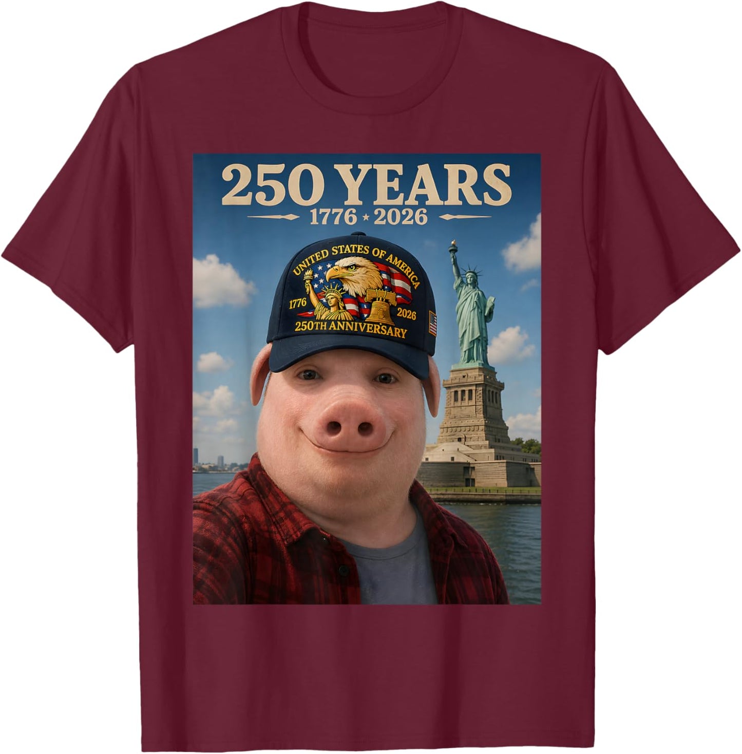 John Pork Brainrot 250 Years American 250th Anniversary USA T-Shirt - T-Shirt | Maroon
