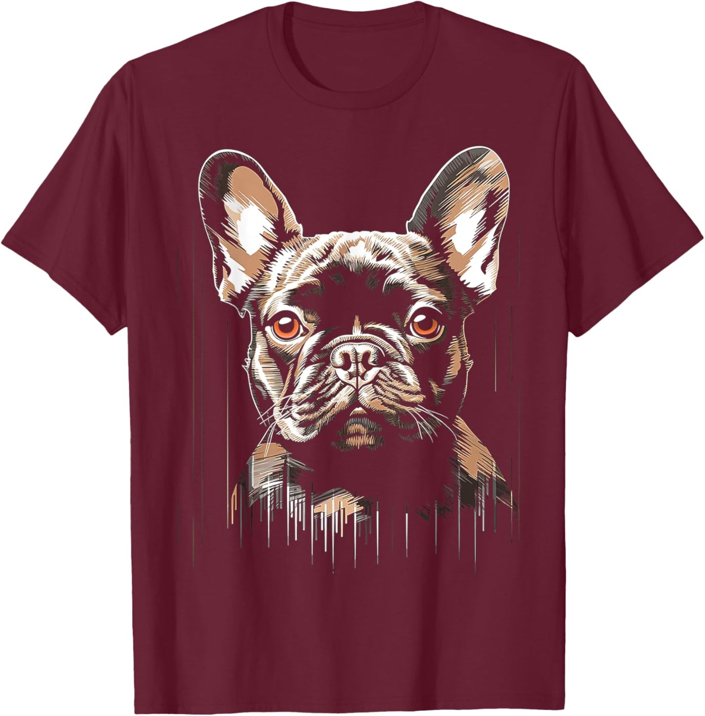 French Bulldog Motif Pet Art Dog French Bulldog T-Shirt - T-Shirt | Maroon