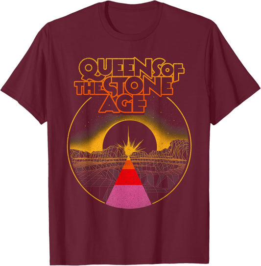 Official Queens of The Stone Age Desert Sun T-Shirt - T-Shirt | Maroon