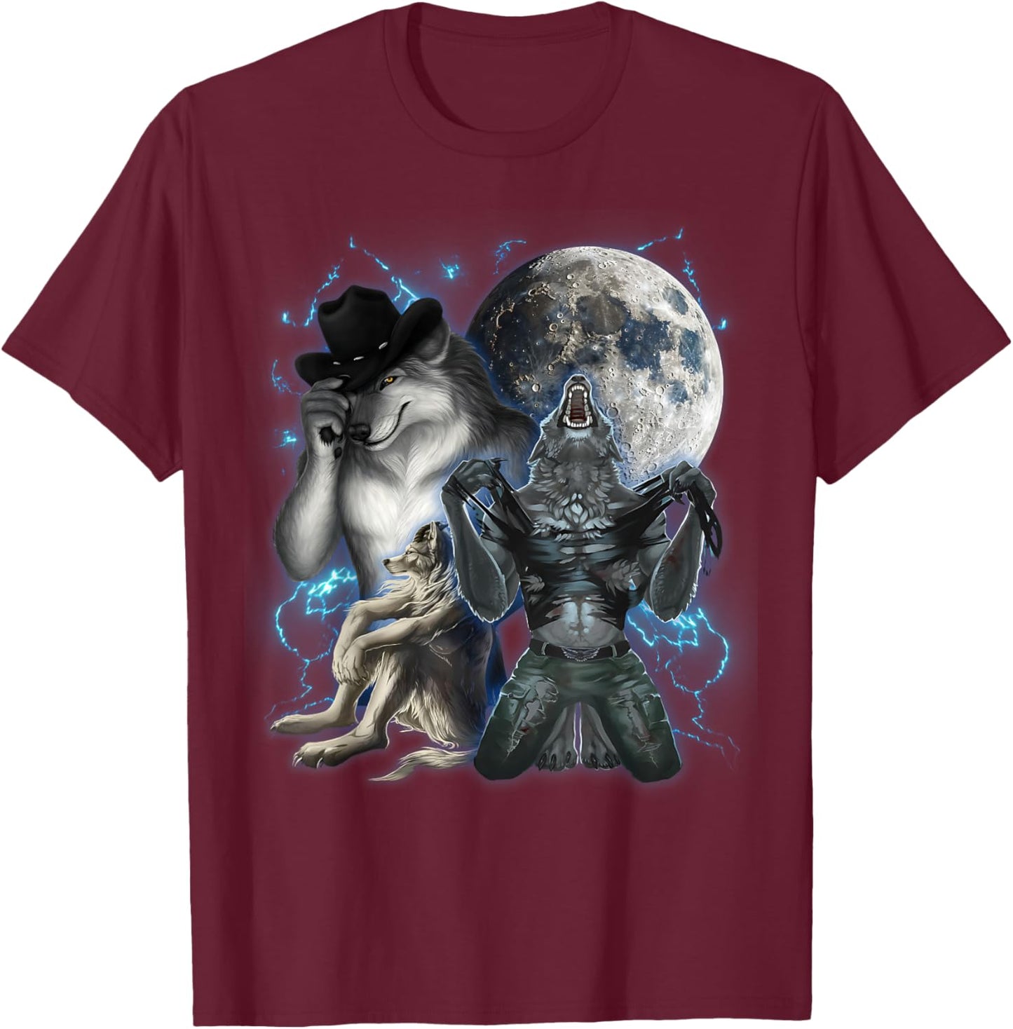 Cringe Alpha Wolf T-Shirt - T-Shirt | Maroon