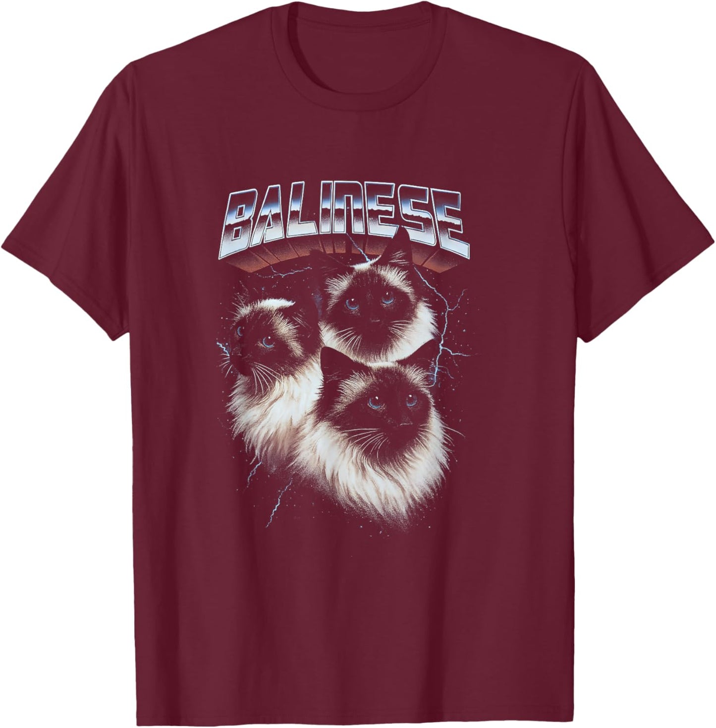 Cosmic Balinese Cats T-Shirt - T-Shirt | Maroon