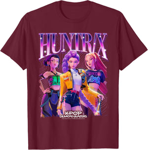 Kpop Demon Hunters Huntrix Bootleg Officially Licensed T-Shirt - T-Shirt | Maroon
